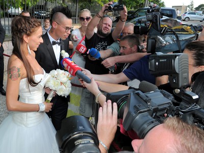 Marek Hamšík počas svadby s jeho dlhoročnou priateľkou Martinou