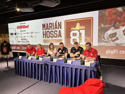 Tlačová konferencia bývalého slovenského hokejistu Mariána Hossu