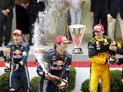 Mark Webber, Sebastian Vettel a Robert Kubica