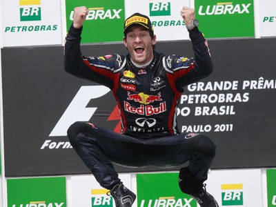 Mark Webber sa teší z triumfu v Brazílii