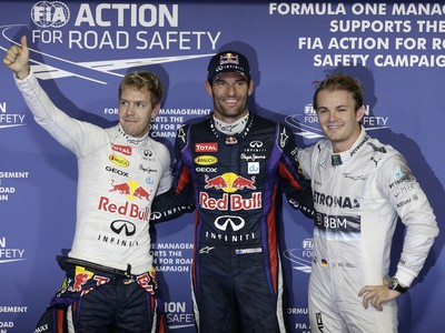 Sebastian Vettel, Mark Webber a Nico Rosberg
