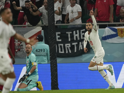 Marocký futbalista Júsuf En-Nesjrí sa teší z gólu na 2:0