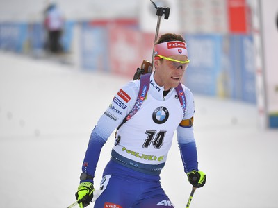 Na snímke slovenský biatlonista Martin Otčenáš v cieli vytrvalostných pretekov