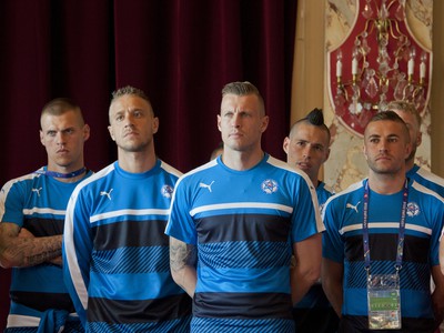 Na snímke slovenskí futbaloví