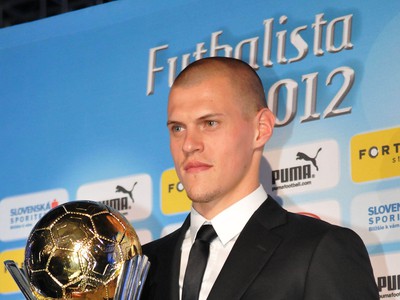 Martin Škrtel počas vyhlásenia výsledkov ankety Futbalista roka 2012