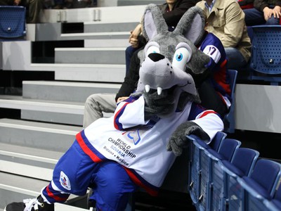 Maskot šampionátu Goooly v bratislavskej aréne