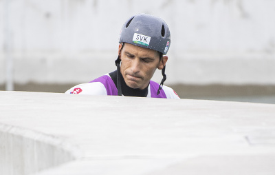 Smutný slovenský vodný slalomár Matej Beňuš v cieli po štvrťfinálovej jazde v C1 vo vodnom slalome na XXXII. letných olympijských hier v Tokiu 