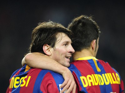 Lionel Messi a David Villa