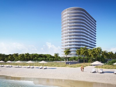 Bližší pohľad na luxusný bytový komplex Eighty Seven Park v Miami na Floride