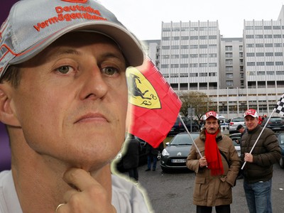 Michael Schumacher a jeho fanúšikovia pred nemocnicou vo francúzskom Grenoble