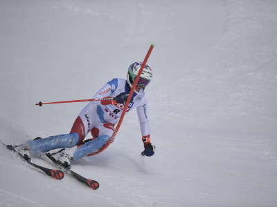 Michelle Gisinová počas 1. kola slalomu v Aare