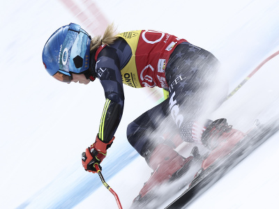 Mikaela Shiffrinová počas 1. kola obrovského slalomu v Kronplatzi
