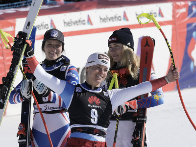 Francúzska lyžiarka Romane Miradoliová vyhrala super-G v Lenzerheide. Druhá skončila Mikaela Shiffrinová a tretia Lara Gutová-Behramiová