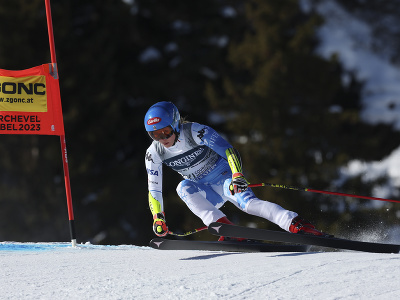Mikaela Shiffrinová počas superG v rámci alpskej kombinácii na MS v lyžovaní