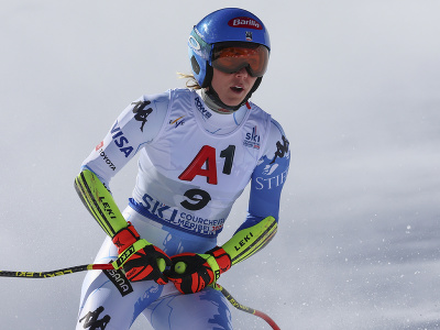 Mikaela Shiffrinová v cieli super-G na MS v lyžovaní