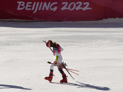 Americká lyžiarka Mikaela Shiffrinová počas tímovej súťaže na ZOH 2022