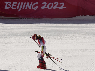 Americká lyžiarka Mikaela Shiffrinová počas tímovej súťaže na ZOH 2022