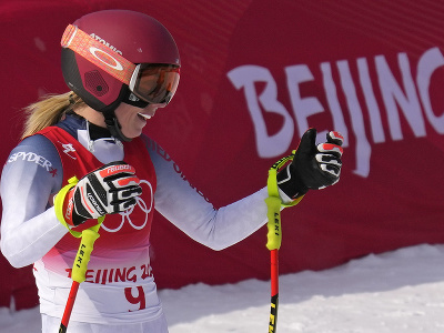 Americká lyžiarka Mikaela Shiffrinová počas úvodnej časti alpskej kombinácie na ZOH 2022