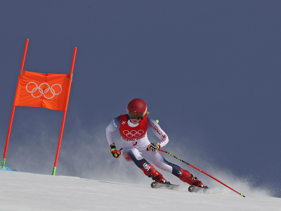 Americká lyžiarka Mikaela Shiffrinová počas úvodnej časti alpskej kombinácie na ZOH 2022