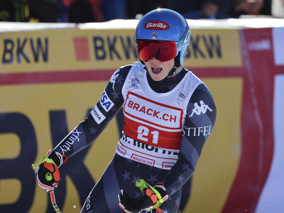Mikaela Shiffrinová na trati super-G v St. Moritzi