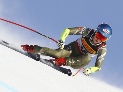 Americká zjazdárka Mikaela Shiffrinová na trati Super G na majstrovstvách sveta v alpskom lyžovaní vo švédskom Are