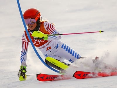 Mikaela Shiffrinová počas 1. kola slalomu na ZOH 2018