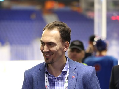 Generálny manažér slovenskej hokejovej reprezentácie Miroslav Šatan počas posledného tréningu slovenskej hokejovej reprezentácie