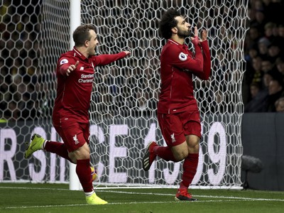 Mohamed Salah oslavuje gól