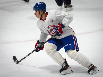 Filip Mešár na tréningu Montreal Canadiens