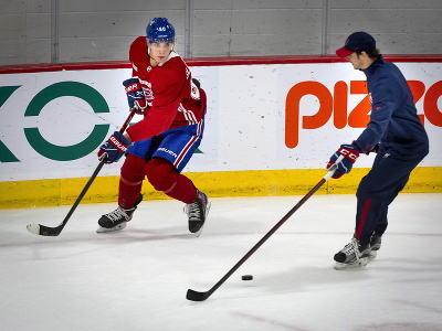 Juraj Slafkovský na tréningu Montreal Canadiens