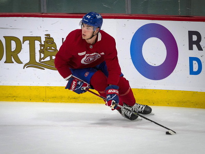 Juraj Slafkovský na tréningu Montreal Canadiens