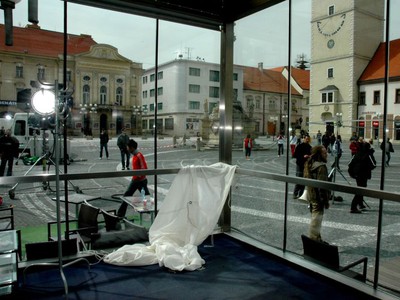 Natáčanie na Trojičnom námestí v Trnave