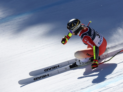 Lara Gutová-Behramiová počas alpskej kombinácie 