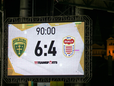 Na snímke výsledok zápasu 2. kola skupiny o titul vo Fortuna lige medzi MŠK Žilina a MFK Dukla Banská Bystrica