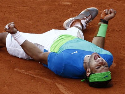 Nadal po poslednej loptičke Roland Garros