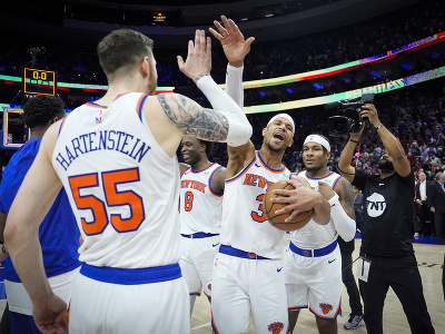 Postupová radosť hráčov New Yorku Knicks