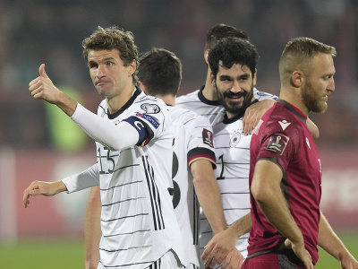 Thomas Müller sa teší z gólu Nemecka