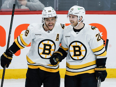 David Pastrňák a Elias Lindholm