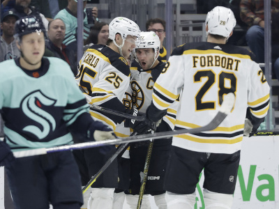 Gólová radosť hráčov Bostonu Bruins
