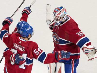 Víťazná radosť hráčov Montrealu Canadiens