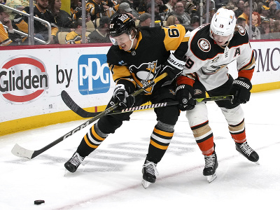 Rickard Rakell čelí sile Troya Terryho