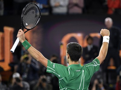 Novak Djokovič v opojení radosti po víťazstve vo finále AO 2020