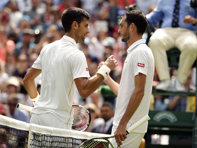 Novak Djokovič po víťazstve nad Jamesom Wardom v 1. kole na Wimbledone