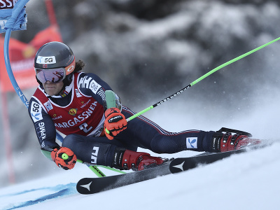 Lucas Braathen počas obrovského slalomu v Alta Badia
