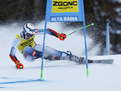 Henrik Kristoffersen na trati 1. kola obrovského slalomu v Alta Badii