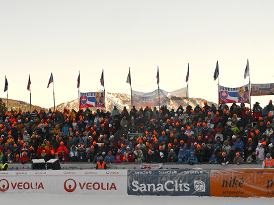 Na snímke diváci v cieli počas druhého kola obrovského slalomu žien v rámci Svetového pohára v alpskom lyžovaní v Jasnej