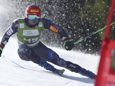 Slovák Andreas Žampa počas 1. kola obrovského slalomu
