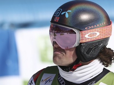 Nór Lucas Braathen sa teší v cieli z druhého miesta v obrovskom slalome