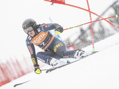 Sara Hectorová na trati v 1. kole obrovského slalomu Svetového pohára v alpskom lyžovaní v slovinskej Kranjskej Gore