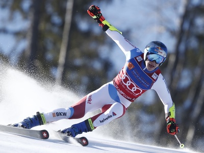 Švajčiar Marco Odermatt počas 1. kola obrovského slalomu
